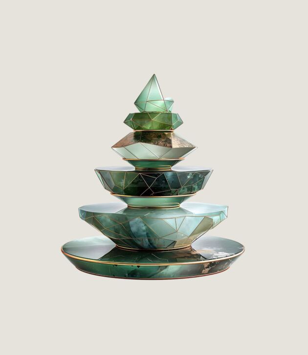Tiered jade fountain sculpture