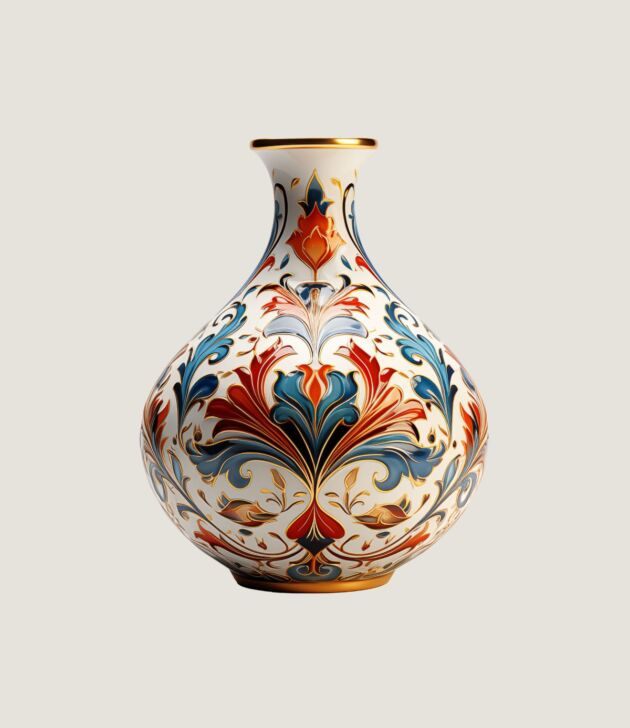 Hand-painted floral ceramic vase