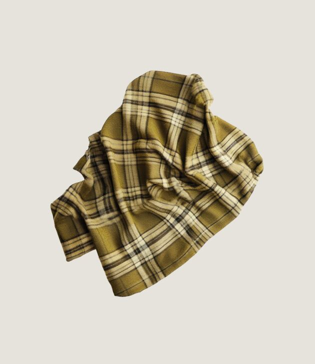 Olive plaid cotton throw